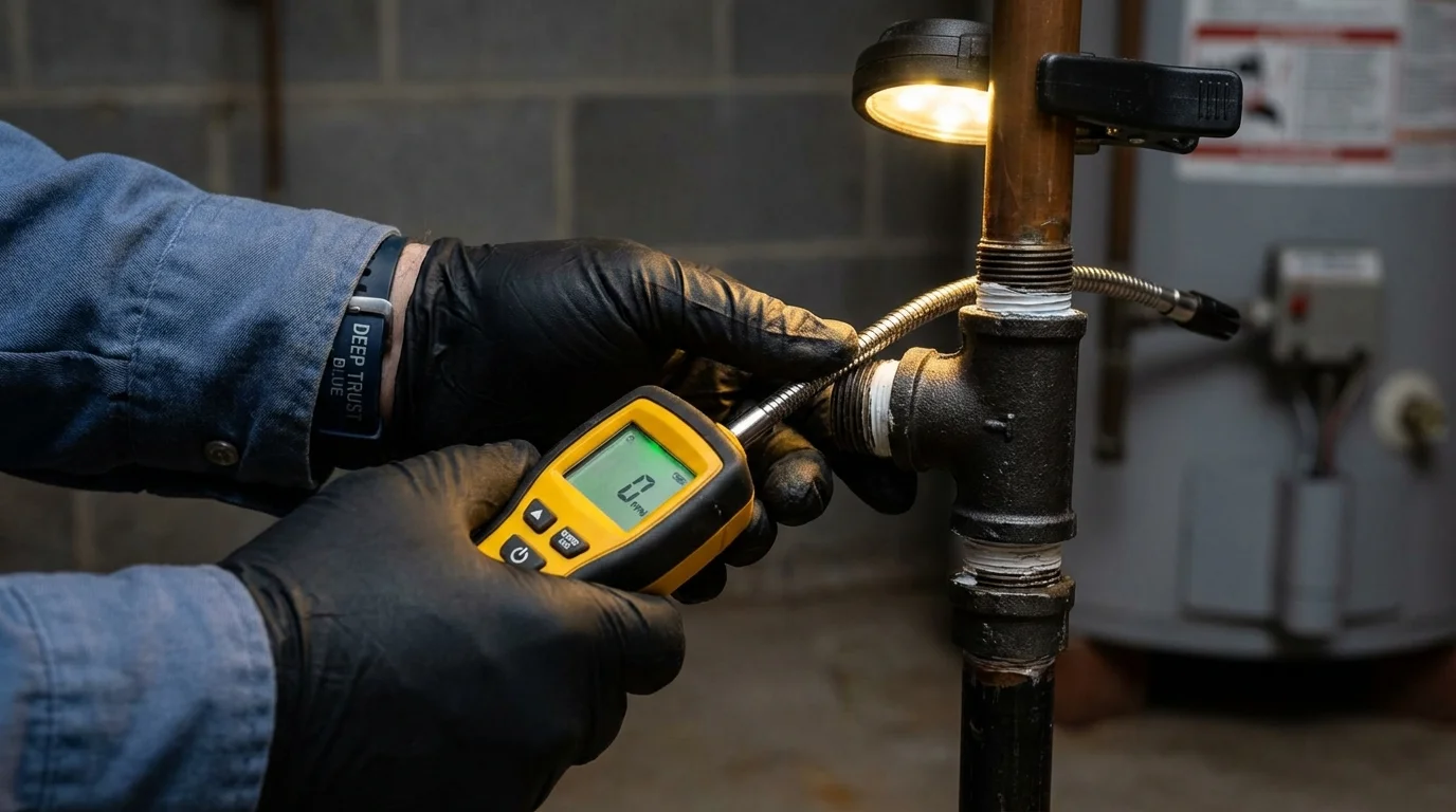 Gas leak detection with electronic sniffer by Johns Plumbing LLC in Oriskany