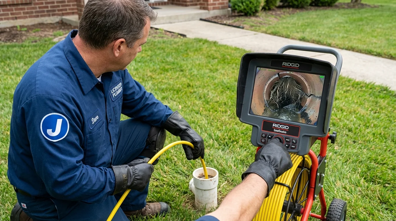 Sewer camera inspection being performed by Johns Plumbing LLC in Oriskany