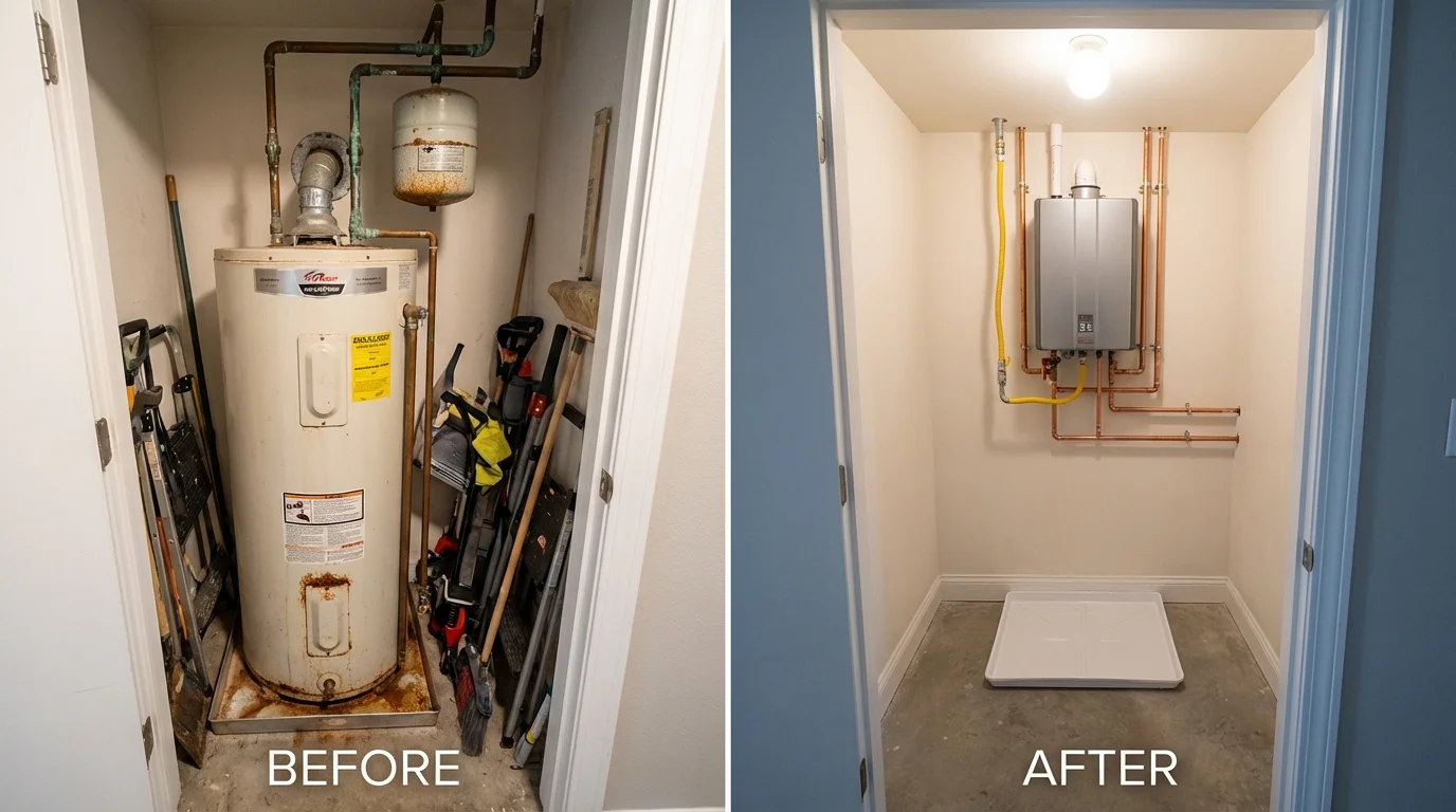Tank water heater versus wall-mounted tankless unit comparison for Oriskany, NY homeowners